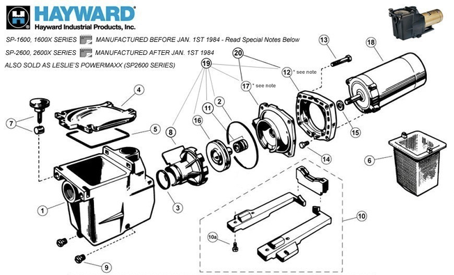 Hayward Pump 1600 Series Parts